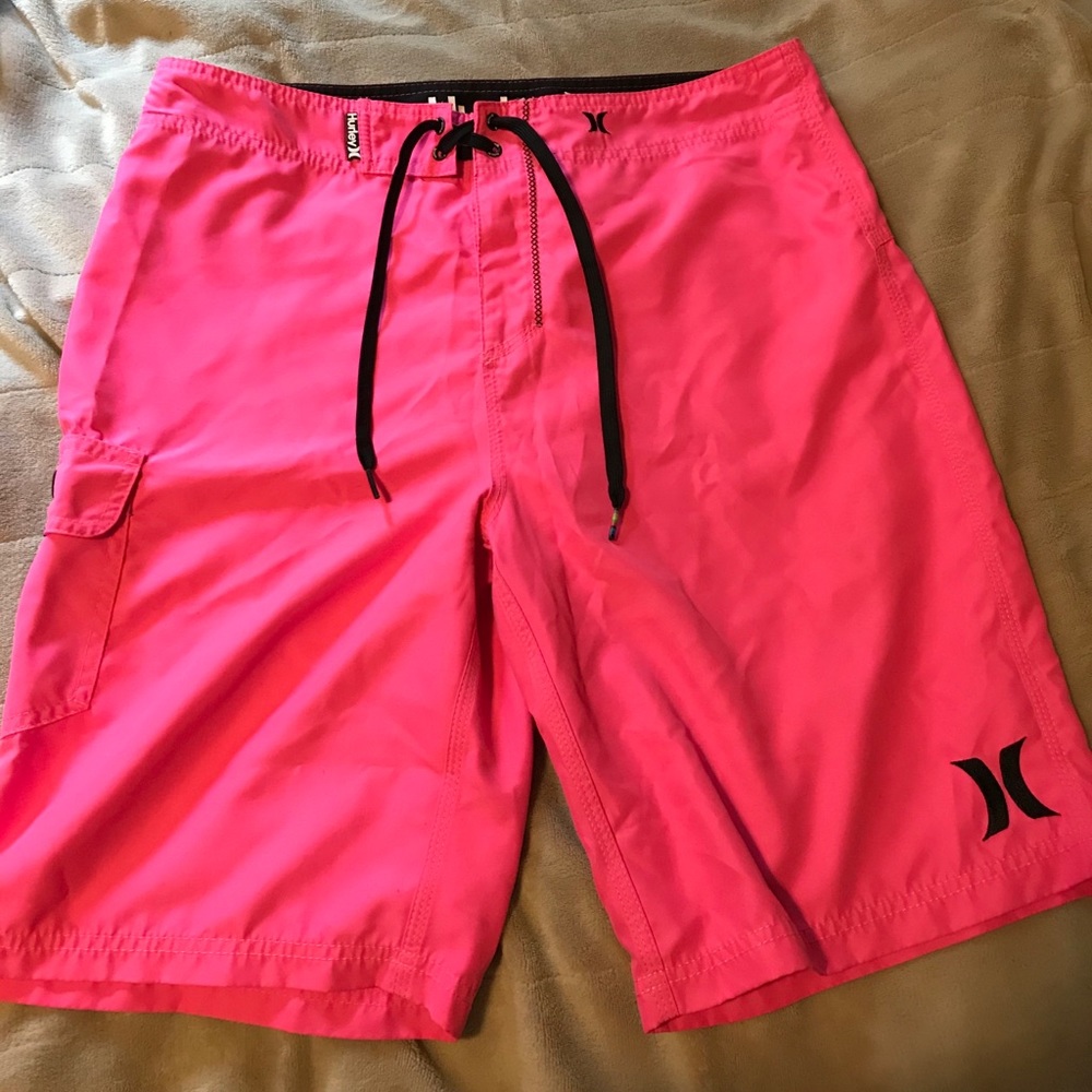 Neon Pink Hurley Swim Trunks